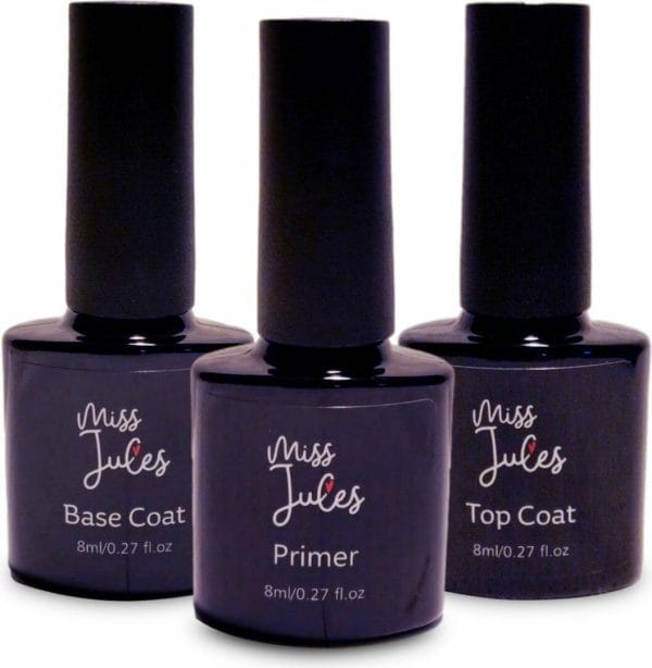 Miss jules® base & top coat & primer 24 ml - gellak - goede aanhechting - blijvend glanzende nagels - incl. Nagelvijl