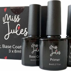Miss Jules® Base & Top Coat & Primer 24 ml - Gellak - Goede aanhechting - Blijvend Glanzende Nagels - Incl. Nagelvijl