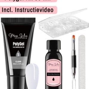 Miss Jules® Polygel Kit 30 ml - Clear - Incl. Slip Solution, Nagelvijl, Nageltips & Duo Penseel