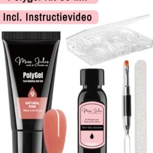 Miss Jules® Polygel Kit 30 ml - Natural Pink - Incl. Slip Solution, Nagelvijl, Nageltips & Duo Penseel