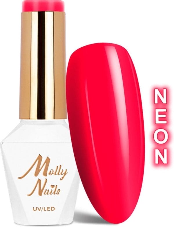 Molly nails gellak nr 76 neons pinky red - hema/di-hema vrij - 8 gr - caramdia