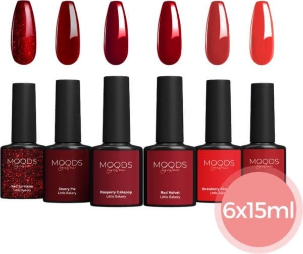 Moods gellac 6-delige set - gel nagellak - 15ml - inclusief nagelvijl en bokkepoot - little bakery edition - nagels - gellak starterspakket - chique kleuren