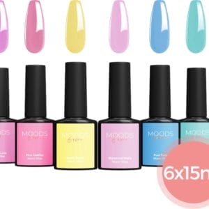 Moods Gellac 6-delige Set - Gel Nagellak - 15ML - Inclusief Nagelvijl en Bokkepoot - Miami Vibes Edition - Gellak - Nagels - Gellak Starterspakket - Pastel Kleuren