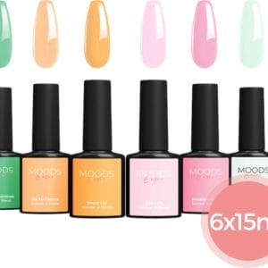 Moods Gellac 6-delige Set - Gel Nagellak - 15ML - Inclusief Nagelvijl en Bokkepoot - Summer in Hawaii Edition - Gellak - Nagels - Gellak Starterspakket - Lente Kleuren