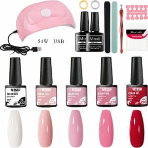Mtssii - gelnagel kit - 5 Kleuren gelnagel - wit, roze en rood tinten- Starterkit - Manicure Set - 54 Watt UV Lamp - gel nagels starterspakket - nepnagels -