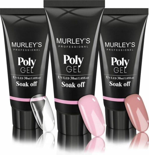Murley's Polygel Kit 3x 30ml Acryl Gellak - Gelnagels - Gel Polish Kunstnagels - Gelnagellak - Perfect Gelakte Nagels