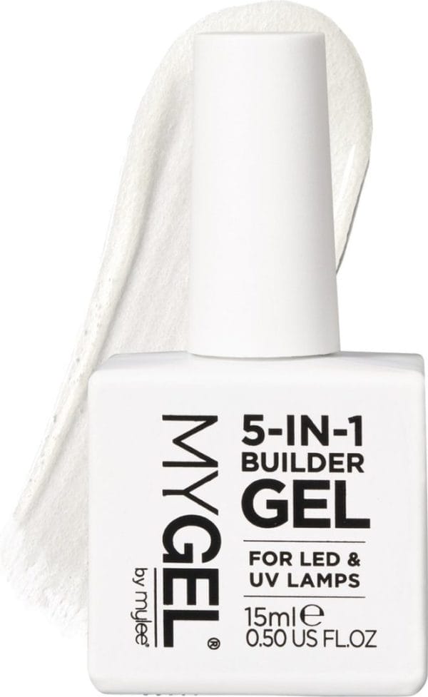 Mylee 5-in-1 builder versterkende gel 15ml [clear] - uv/led nagellak voor harde sterke nageltips & verlengingen, voor nail art decoraties, stickers & juwelen, professionele manicure herstellen