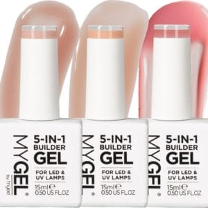 Mylee 5-in-1 Builder Versterkende Gel Trio 3x15ml [Au Naturel] - UV/LED Nagellak voor Harde Sterke Nageltips & Verlengingen, Voor Nail Art Decoraties, Stickers & Juwelen, Professionele Manicure Herstellen