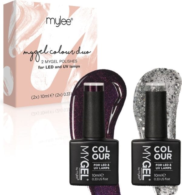 Mylee gel nagellak set 2x10ml [christmas glitter] uv/led gellak nail art manicure pedicure, professioneel & thuisgebruik - langdurig en gemakkelijk aan te brengen