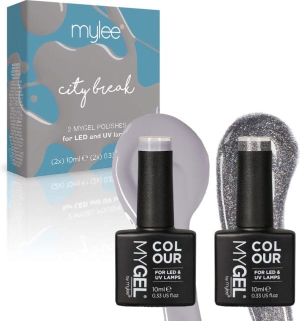 Mylee gel nagellak set 2x10ml [city break] uv/led gellak nail art manicure pedicure, professioneel & thuisgebruik - langdurig en gemakkelijk aan te brengen