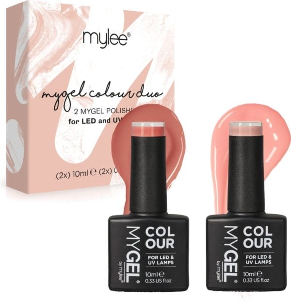 Mylee gel nagellak set 2x10ml [feeling peachy] uv/led gellak nail art manicure pedicure, professioneel & thuisgebruik - langdurig en gemakkelijk aan te brengen