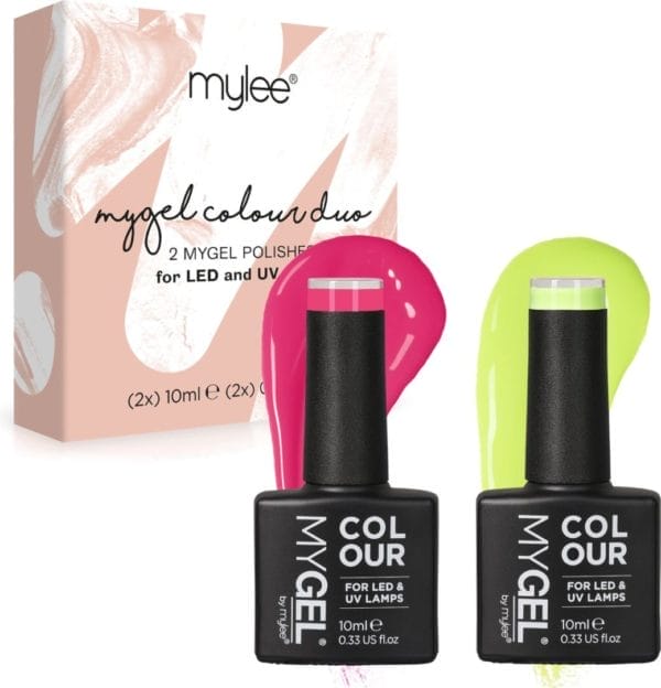 Mylee gel nagellak set 2x10ml [rave on] uv/led gellak nail art manicure pedicure, professioneel & thuisgebruik - langdurig en gemakkelijk aan te brengen