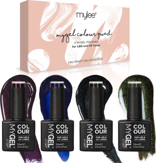 Mylee gel nagellak set 4x10ml [galaxy] uv/led gellak nail art manicure pedicure, professioneel & thuisgebruik - langdurig en gemakkelijk aan te brengen