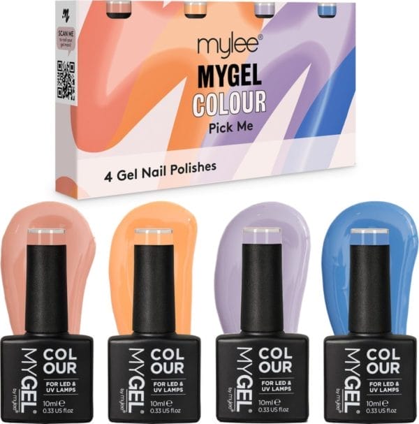 Mylee gel nagellak set 4x10ml [pick me] uv/led gellak nail art manicure pedicure, professioneel & thuisgebruik - langdurig en gemakkelijk aan te brengen