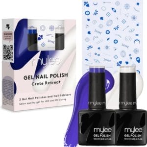 Mylee Gel Nagellak Set met Nail Art Stickers 2x10ml [Crete Retreat] UV/LED Gellak Nail Art Manicure Pedicure, Professioneel & Thuisgebruik - Langdurig en gemakkelijk aan te brengen