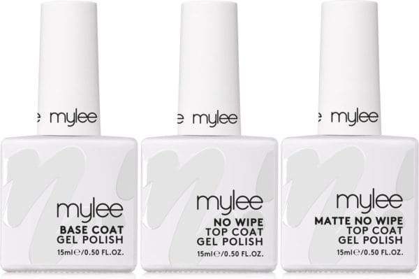 Mylee gel nagellak trio set - matte & no-wipe top coats + base coat, 3x15ml - uv/led nail art manicure pedicure voor professioneel & thuisgebruik - langdurig en gemakkelijk aan te brengen