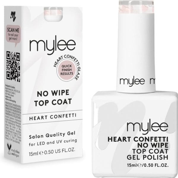 Mylee hartconfetti no-wipe gel-nagellak top coat 15ml uv/led nail art manicure pedicure voor professioneel & thuisgebruik - langdurig en gemakkelijk aan te brengen