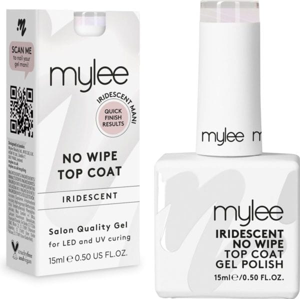 Mylee iriserend no-wipe gel-nagellak top coat 15ml uv/led nail art manicure pedicure voor professioneel & thuisgebruik - langdurig en gemakkelijk aan te brengen