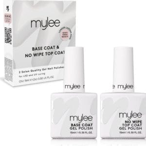 Mylee No-Wipe Gel-Nagellak Top & Base Coat 15ml UV/LED Nail Art Manicure Pedicure voor professioneel & thuisgebruik - Langdurig en gemakkelijk aan te brengen