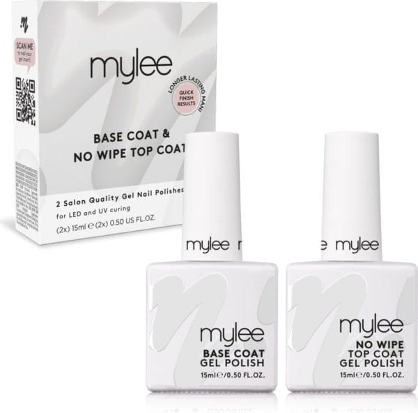 Mylee no-wipe gel-nagellak top & base coat 15ml uv/led nail art manicure pedicure voor professioneel & thuisgebruik - langdurig en gemakkelijk aan te brengen