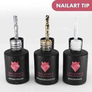 #NAILARTSERIE - Influence Gellac - UV / LED Gellak - Gel nagellak - Gel lak - Goud / Zilver / Wit / Glitter - Startersset - Nailart - Nail art - French Manicure - 3 x 10 ml
