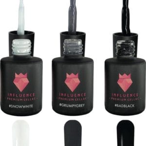 #NEUTRALSERIE - Influence Gellac - UV / LED Gellak - Gel nagellak - Gel lak - Wit / Grijs / Zwart - Nailart - French Manicure - Startersset - 3 x 10 ml