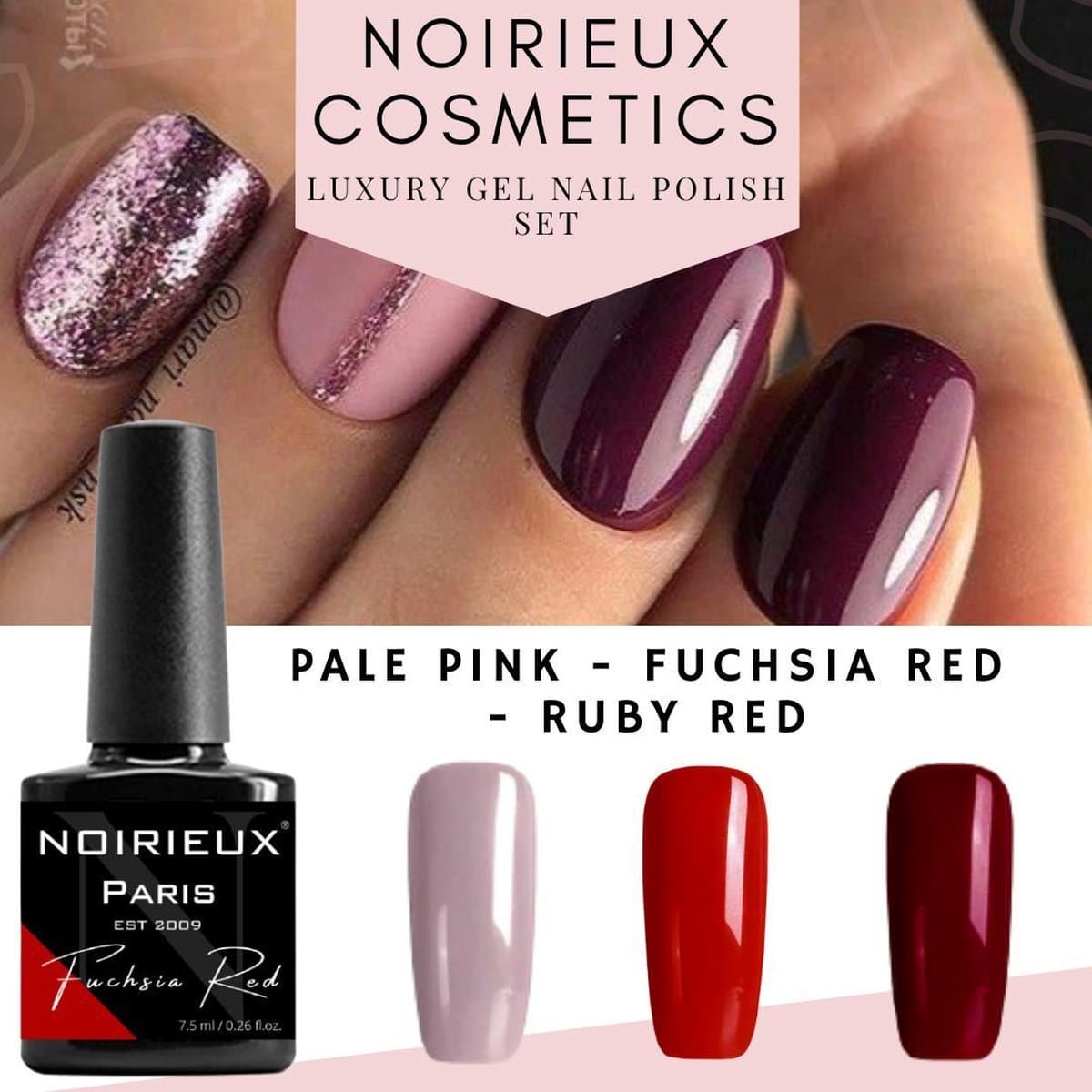 Gellak - noirieux® premium gellak - nagellak - gel nagellak - 7. 5ml - 6pcs red gellak edition Noirieux® gellak 002