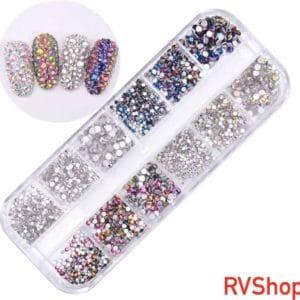 Nagel Decoratie Set - 12 Verschillende Vormen - 3D Glitter Nagel - Nagels - Decoratie - Bling Bling - Zilver - Parelmoer - Gratis Verzending - Nagelset - Nagelstickers - Diamant - Nagel Decoratie - Nail Art