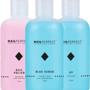 Nagel vloeistoffen Set - UV Cleanser - Remover - Blue Scrub - 750ml