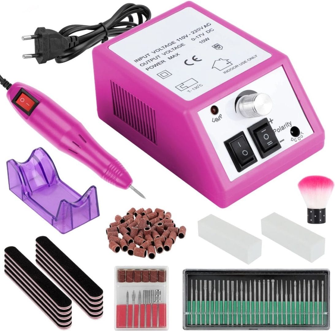 Nagelfrees professioneel - elektrische - met bitjes - nagelvijl - manicure set elektrisch - pedicure apparaat - roze Nagelfrees