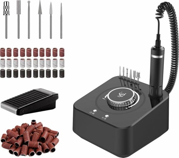 Nagelfrees - elektrische nagelvijl - 40. 000 rpm - grijs - schuurrolletjes en nagelvijl bitjes - manicure set