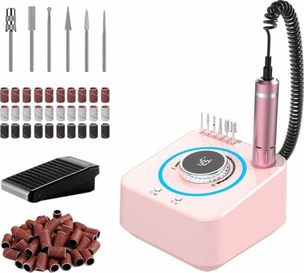 Nagelfrees - elektrische nagelvijl - 40. 000 rpm - roze - schuurrolletjes en nagelvijl bitjes - manicure set