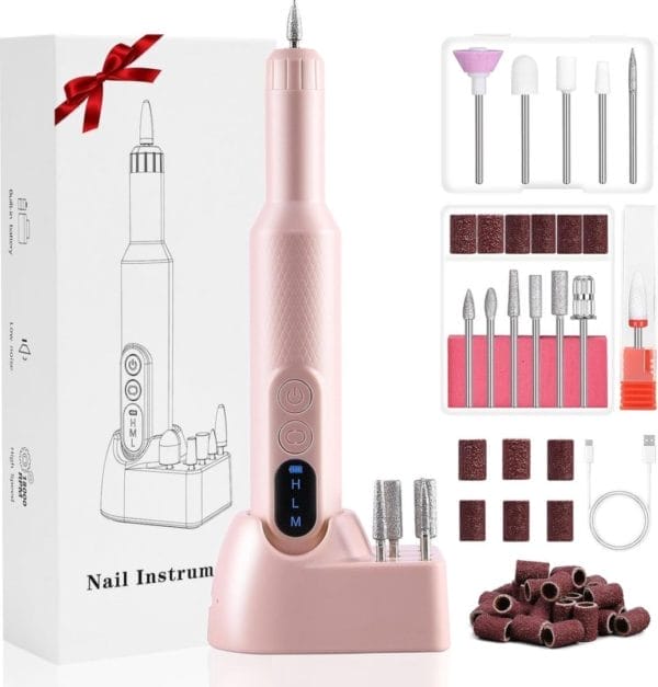 Nagelfrees - nagelvijl - elektrisch - manicure & pedicure - 12 nagelboren - instelbare snelheid - roze