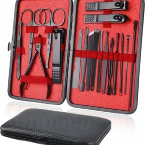 Nagelknipper Set - Professionele Manicure Set - 18-delig Draagbare Nagelknipper Pedicure Set & Wenkbrauw Verzorgingsset, Roestvrij Staal Nagelverzorgingsgereedschap Met Luxe Lederen Etui