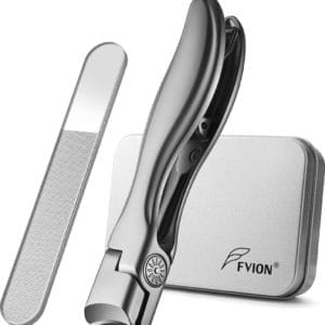 Nagelknipper met opvangbak, brede kaakopening, nagelknipper van roestvrij staal, grote nagelknipper voor dikke nagels, teennagelknipper met nano-nagelvijl (mat zilver)