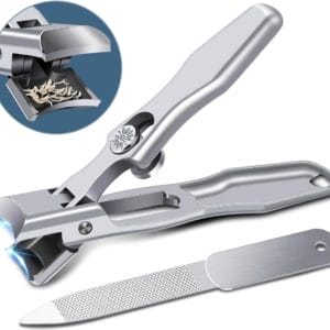 Nagelknipper met opvangcontainer Brede kaakopening Teennagelknipper voor dikke nagels, roestvrijstalen nagelknipper Teennagels Grote nagelknipper met scherp gebogen mes voor mannen