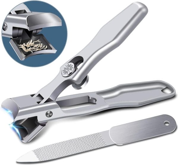 Nagelknipper met opvangcontainer brede kaakopening teennagelknipper voor dikke nagels, roestvrijstalen nagelknipper teennagels grote nagelknipper met scherp gebogen mes voor mannen