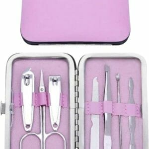 Nagelknipper set 7-delig - Nagelschaar reis set - Nageltang - Manicure set - Roze