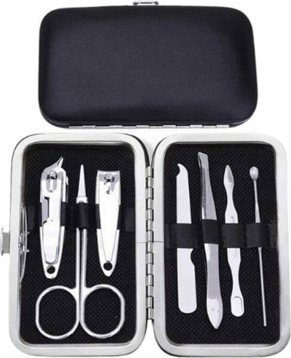 Nagelknipper set 7-delig - nagelschaar reis set - nageltang - manicure set - zwart