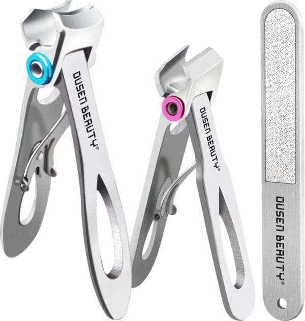Nagelknipper voor dikke nagels, nagelknipper met brede kaakopening met gebogen en rechte mesrand, teennagelknipper, vingernagelknipperset met vijl voor senioren, volwassenen, mannen, vrouwen