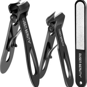 Nagelknipper voor dikke nagels, nagelknipper met brede kaakopening met gebogen en rechte mesrand, teennagelknipper, vingernagelknipperset met vijl voor senioren, volwassenen, mannen, vrouwen