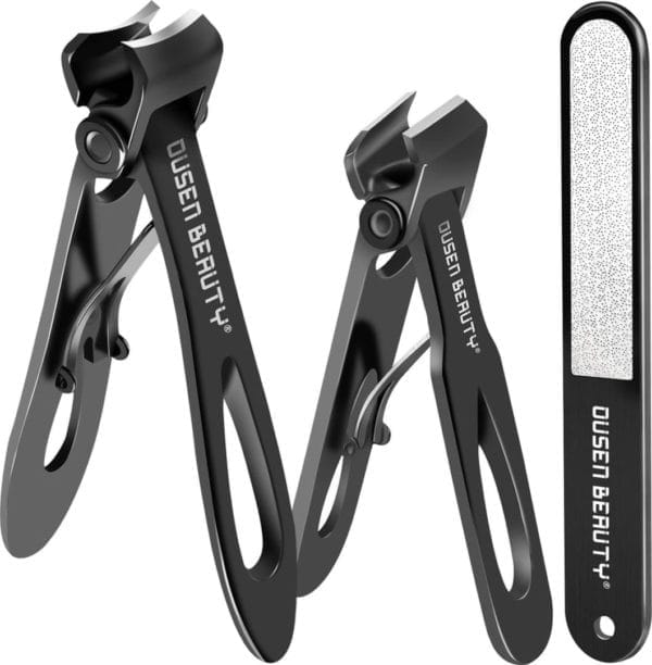 Nagelknipper voor dikke nagels, nagelknipper met brede kaakopening met gebogen en rechte mesrand, teennagelknipper, vingernagelknipperset met vijl voor senioren, volwassenen, mannen, vrouwen