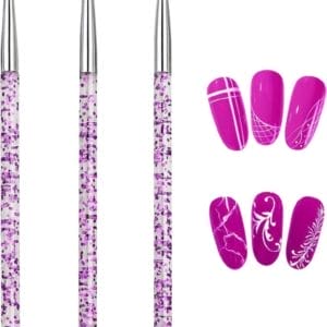 Nagelkwasten, 3 stuks nail art liner-kwasten, professionele detailkwastenset, extreem fijne borstelharen voor doe-het-zelf nail art, salon en thuisgebruik