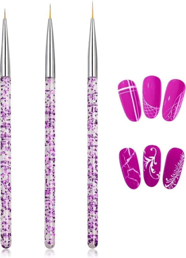 Nagelkwasten, 3 stuks nail art liner-kwasten, professionele detailkwastenset, extreem fijne borstelharen voor doe-het-zelf nail art, salon en thuisgebruik