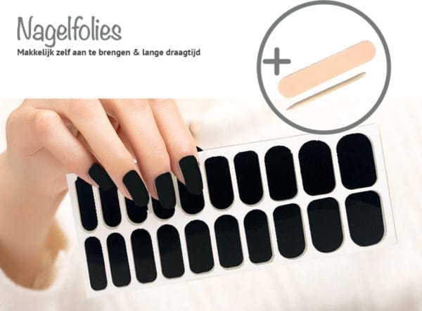 Nagellak - nagels - nagelvijl - nagelstickers - 20 nagel folies - nagel folie - nagellak set - nagelfolie - nailwraps - zwart - zwarte nagellak