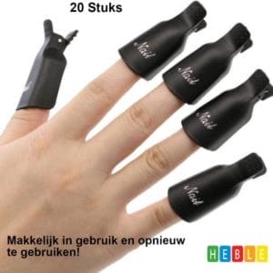 *** Nagellak Remover Clips 20 stuks - Plastic Nail art Losweken Dop Clips Gel Polish Remover - van Heble® ***