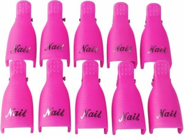 Nagellak remover clips - gellak / acryl verwijderen - donker roze - 10 stuks