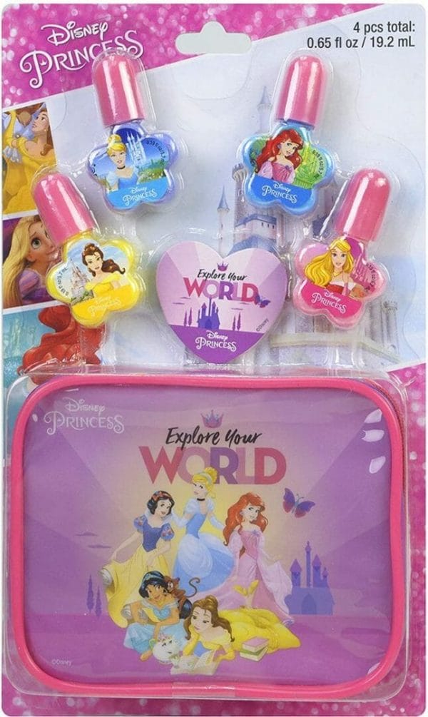 Nagellakset - Make-upset voor meisjes - Disney Princess nagelset met 4 nagellakken, een nagelvijl en een mooi etui met je favoriete prinsessen - Speelgoed en cadeaus voor kinderen
