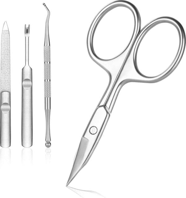 Nagelriemschaar, 4 stuks professionele nagelknipper kit, stainless steel grooming kit cuticle trimmer nagelknipper pedicure manicure tools geschikt voor mannen en vrouwen