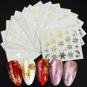 Nagelstickers , 15 Vellen Nail art/set Winter Goud Zilver,Manicure,Nagellak